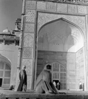 Detail der Front des Akbar Mausoleums
