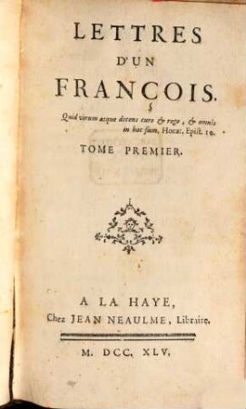 Lettres D'Un François, 1