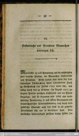 VI. Oesterreichs und Preußens Monarchen vereinigen sich