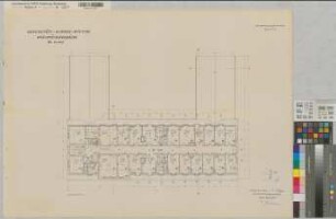 Münster (Münster) Zentralwaschhaus der Universität Grundriß Dachgeschoß 1966 1 : 100 57 x 80 Pause Staatshochbauamt Münster Regierung Münster Nr. 33947