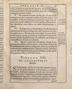 Titvlus VIII. De Sacramento Evcharistiae.