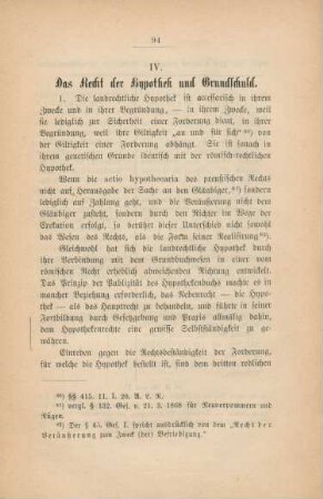 IV. Das Recht der Hypothek und Grundschuld