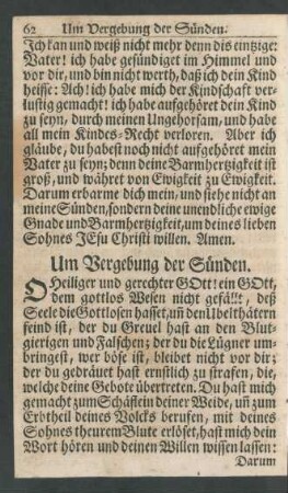 Um Vergebung der Sünden