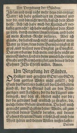 Um Vergebung der Sünden