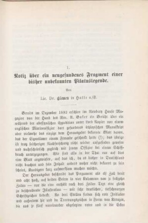 757-768 Notiz über ein neugefundenes Fragment einer bisher unbekannten Pilatuslegende