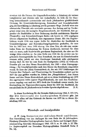 Rezensionen und Hinweise : Wirtschafts- und Sozialgeschichte