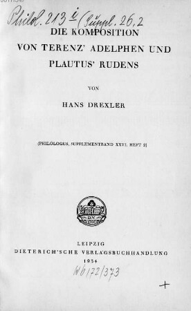 Die Komposition von Terenz' Adelphen und Plautus' Rudens