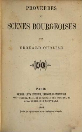 Proverbes et scènes bourgeoises