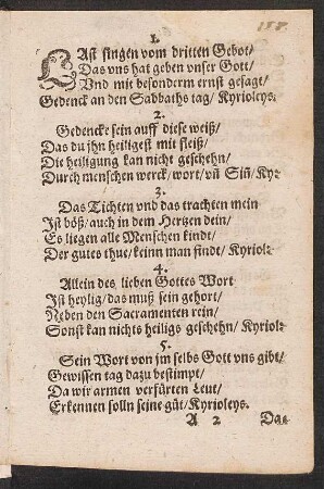 LAst singen vom dritten Gebot/ || Das vns hat geben vnser Gott/ ||