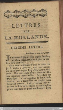 Lettres Sur La Hollande