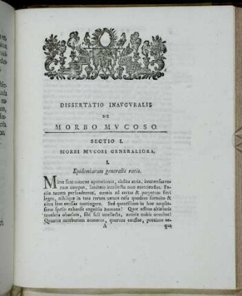 Dissertatio Inauguralis de Morbo Mucoso.