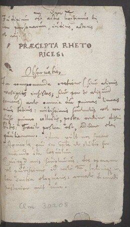 Schriften und Exzerpte zur Rhetorik - BSB Clm 30208