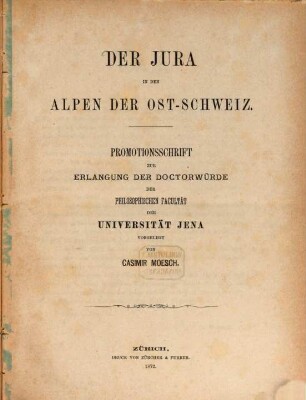Der Jura in den Alpen der Ost-Schweiz : Promotionsschrift