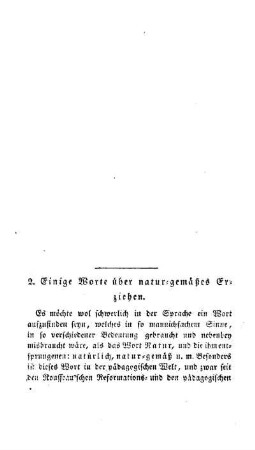 Einige Worte über natur-gemäßes Erziehen