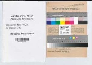 Entnazifizierung Magdalene Benzing , geb. 16.03.1895 ()