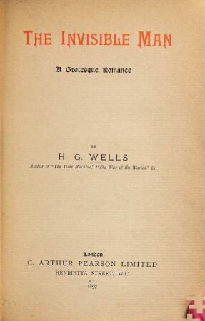 The invisible man : A grotesque romance