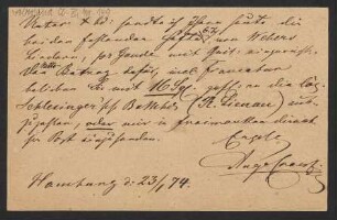 Brief an Friedrich Wilhelm Jähns : 23.01.1874