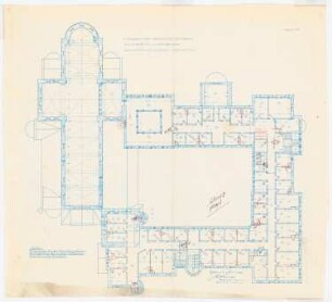 Benediktinerabtei St. Mauritius, Clerf (Clervaux): Grundriss des zweiten Obergeschosses (Türen) 1:100