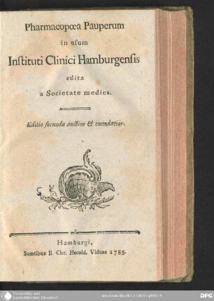 Pharmacopoea Pauperum in usum Instituti Clinici Hamburgensis