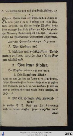 A. Von denen Kirchen.