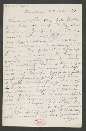 Brief an Carl Mendelssohn Bartholdy : 27.11.1871