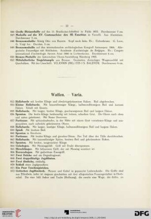 Waffen – Varia (Nr. 853-874a)