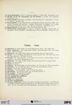 Waffen – Varia (Nr. 853-874a)