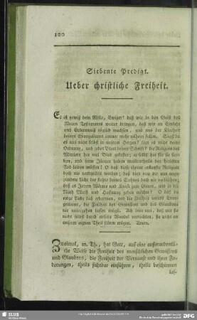 Siebende Predigt. Ueber christliche Freiheit