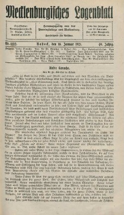 Nr. 11/12. Rostock, den 18. Januar 1921.