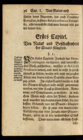 Erstes Capitel, Von Natur und Beschaffenheit der Staats-Klugheit.