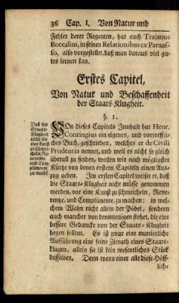 Erstes Capitel, Von Natur und Beschaffenheit der Staats-Klugheit.