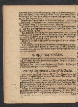Teutsche Artzeney und Chirurgische Bücher.