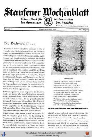 87. Jg: Staufener Wochenblatt (1921 bis 1934 als Staufener Tagblatt)