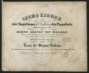 Sechs Lieder Für eine Singstimme mit Begleitung des Pianoforte : Op. 36.