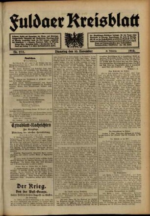Ausgabe vom Dienstag, den 10. November 1914.