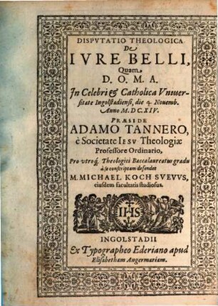 Disputatio Theologica De iure belli