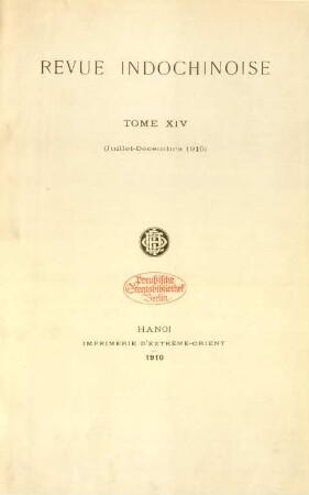 N.S. 14.1910=An. 13: Revue indo-chinoise