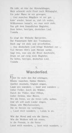 X. Wanderlied.