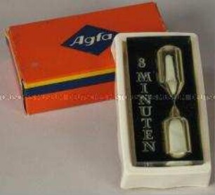 Sanduhr "Taktmesser", Verpackung mit AGFA-Werbeaufdruck