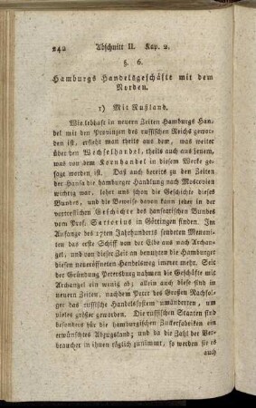 §. 6. Hamburgs Handelsgeschäfte mit dem Norden.