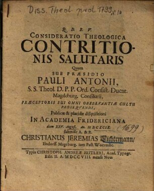 Consideratio Theologica Contritionis Salutaris