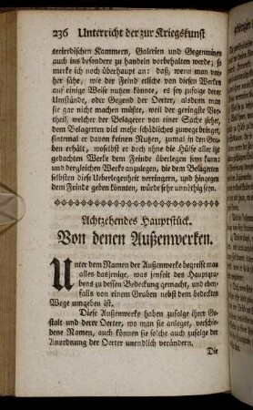Achtzehendes Hauptstück. Von denen Außenwerken.