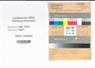 Entnazifizierung Josefine Dicks , geb. 15.09.1917 (Stenotypistin)