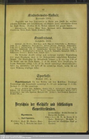 Berufsklassen und Gewerbebetriebe : Verzeichnis der Geschäfte und selbständigen Gewerbetreibenden