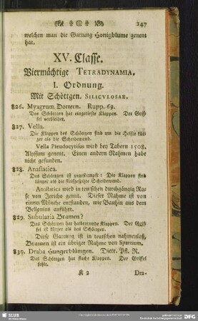 XV. Classe. Viermächtige. Tetradynamia