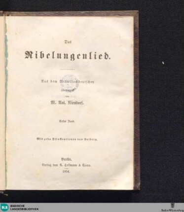 Das Nibelungenlied : aus dem Mittelhochdeutschen übertragen