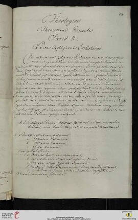 Diskussionsskizze: Theologiae Theoreticae Generalis Sectio II. Veritas Religionis Catholicae
