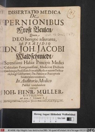 Dissertatio Medica De Pernionibus