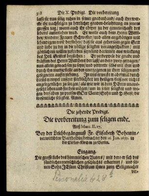 Die zehende Predigt.