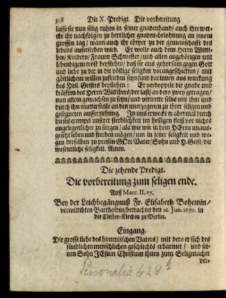 Die zehende Predigt.